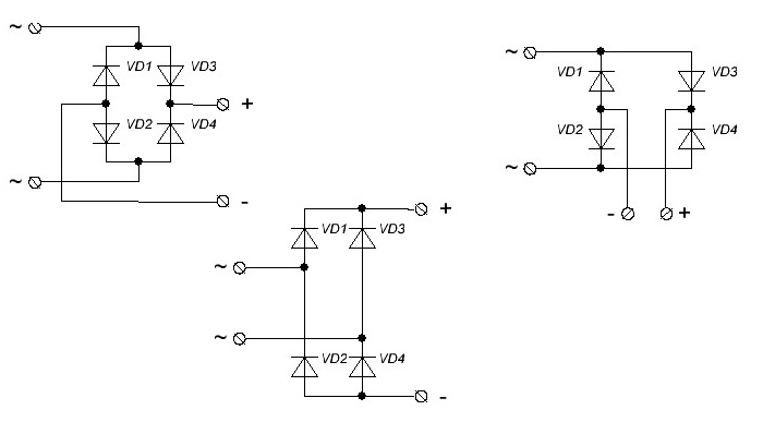 Различные варианты сборки диодного моста