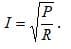 Ток через мощность и сопротивление
