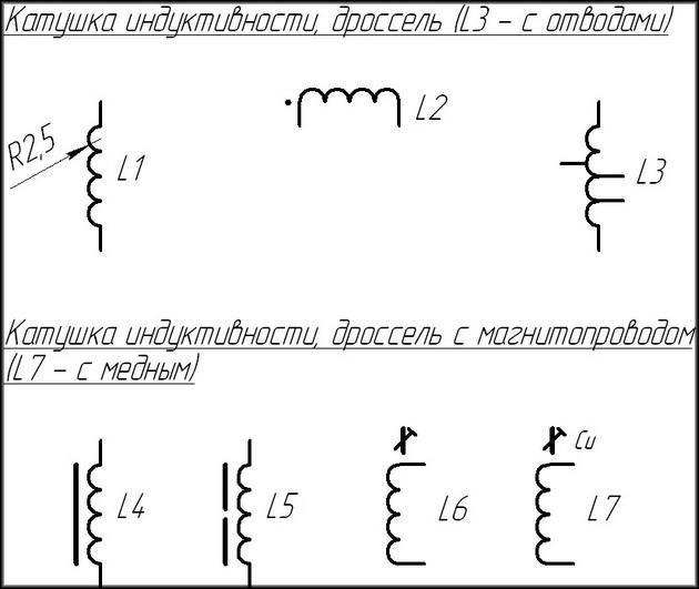 Обозначение дросселей на схеме
