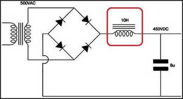 Схема блока питания с дросселем