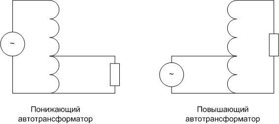 Повышающий и понижающий автотрансформатор. 