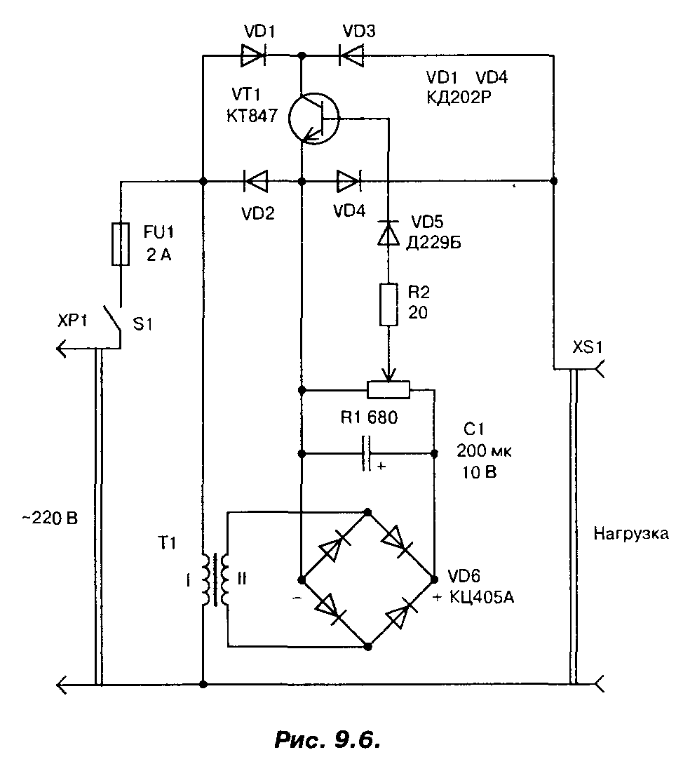Принципиальная схема мощного стабилизатора сетевого напряжения 220В